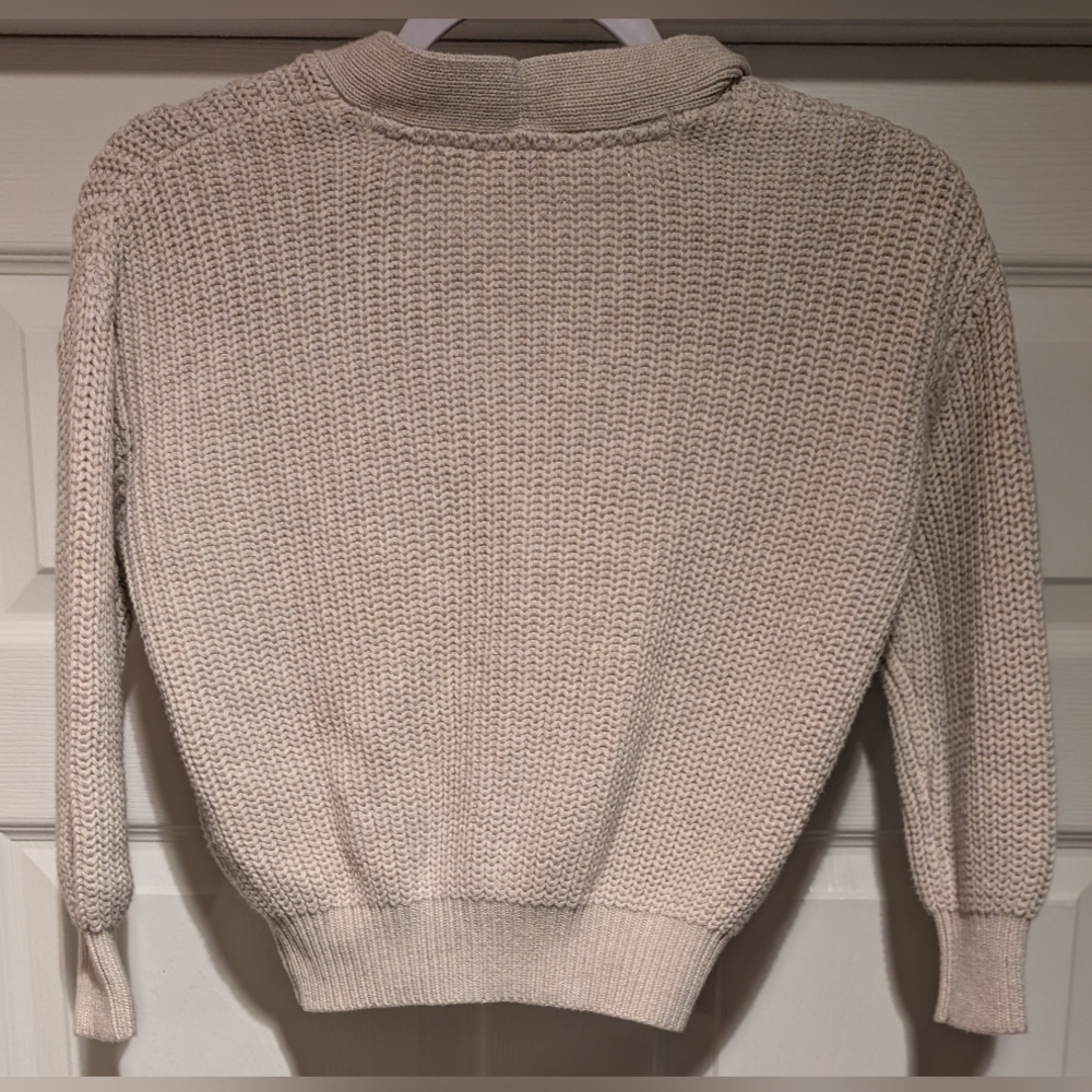 Gap NWT $55 Kids Shaker Stitch Beige Cardigan 100% Cotton Size Small 6-7 NEW! - Picture 5 of 13